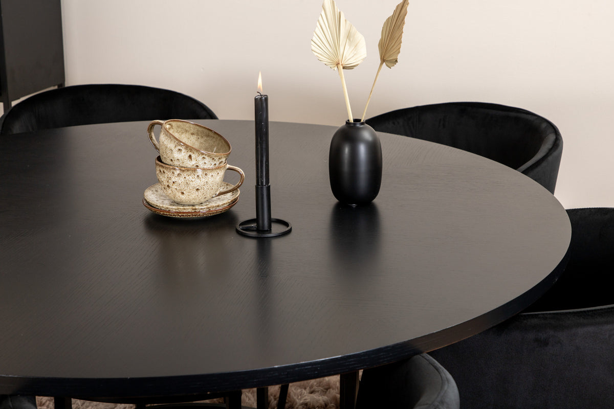 Venture Design Copenhagen & Berit Runda Matbord ⌀140 Svart + Matstolar Svart