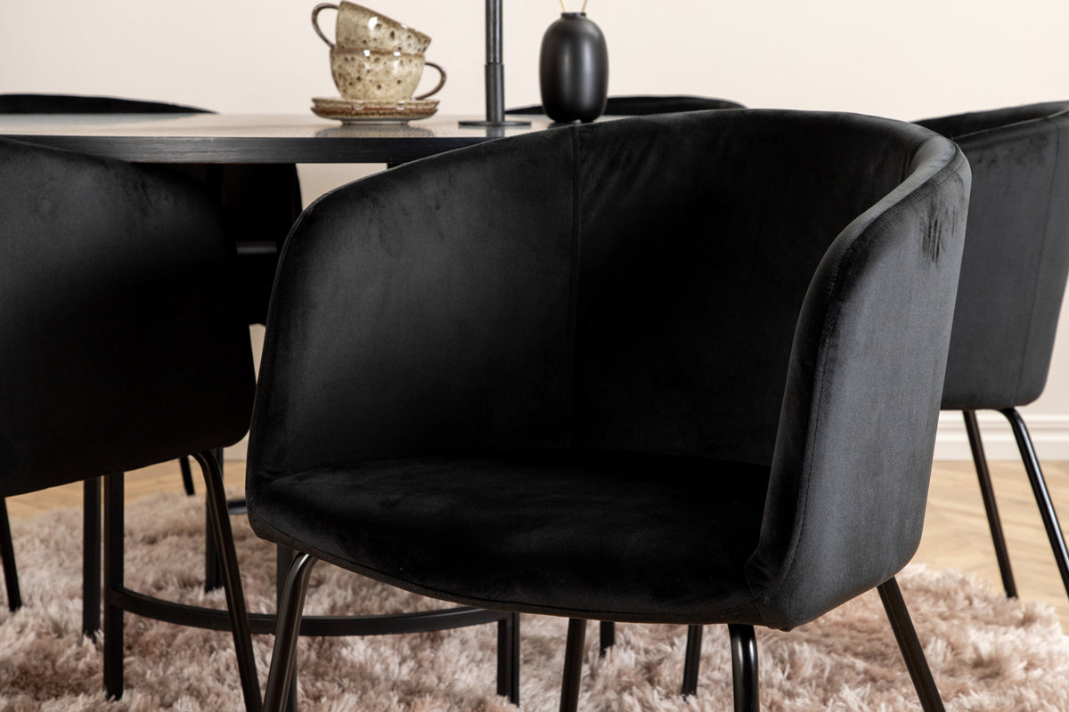 Venture Design Copenhagen & Berit Runda Matbord ⌀140 Svart + Matstolar Svart