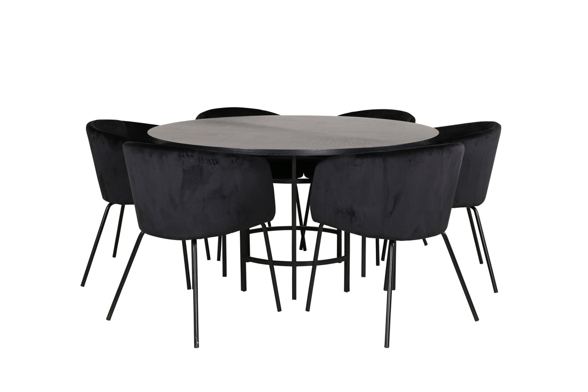 Venture Design Copenhagen & Berit Runda Matbord ⌀140 Svart + Matstolar Svart