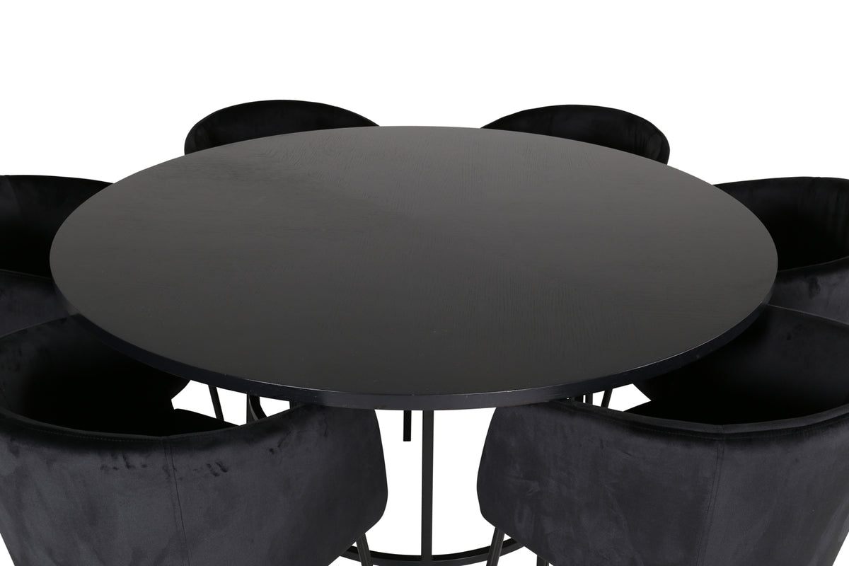 Venture Design Copenhagen & Berit Runda Matbord ⌀140 Svart + Matstolar Svart