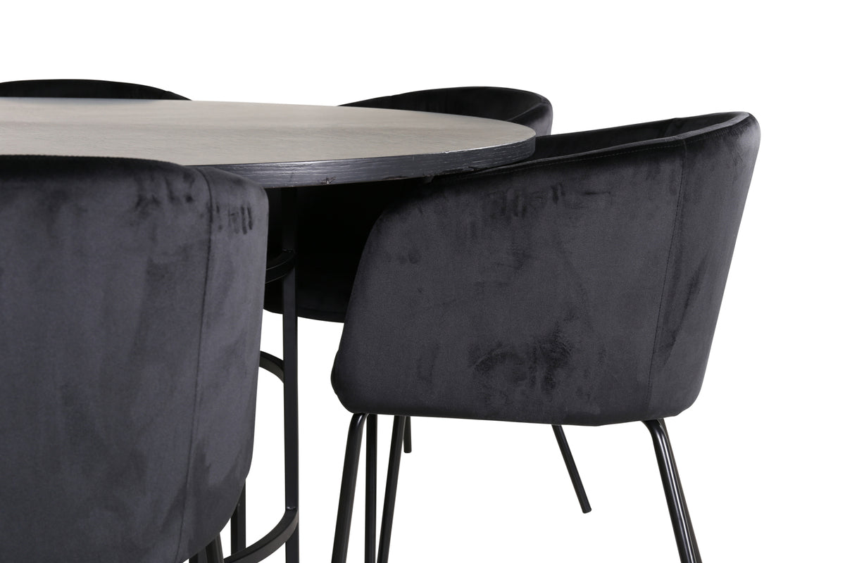 Venture Design Copenhagen & Berit Runda Matbord ⌀140 Svart + Matstolar Svart