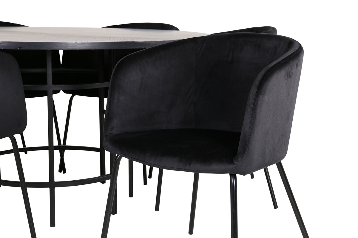 Venture Design Copenhagen & Berit Runda Matbord ⌀140 Svart + Matstolar Svart