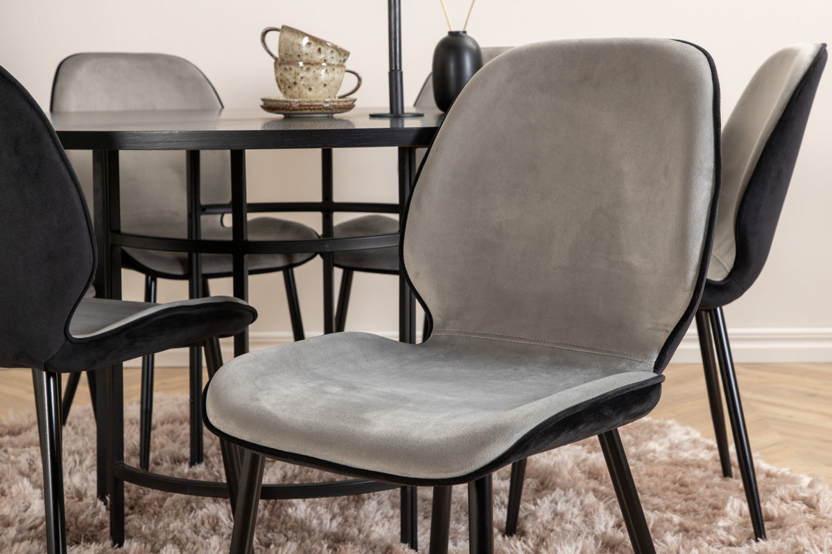 Venture Design Copenhagen & Emma Runda Matbord ⌀140 Svart + Matstolar 2-pack Grå