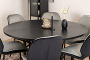 Venture Design Copenhagen & Emma Runda Matbord ⌀140 Svart + Matstolar 2-pack Grå