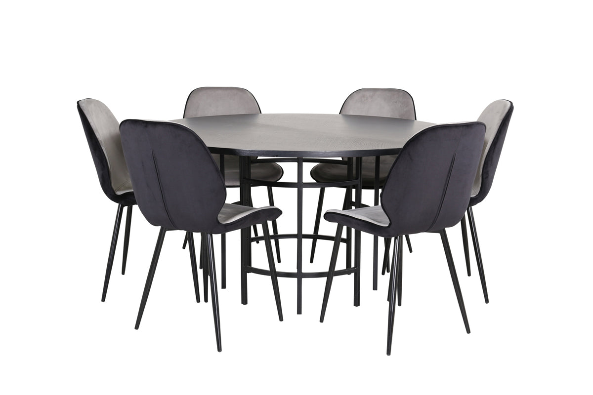 Venture Design Copenhagen & Emma Runda Matbord ⌀140 Svart + Matstolar 2-pack Grå