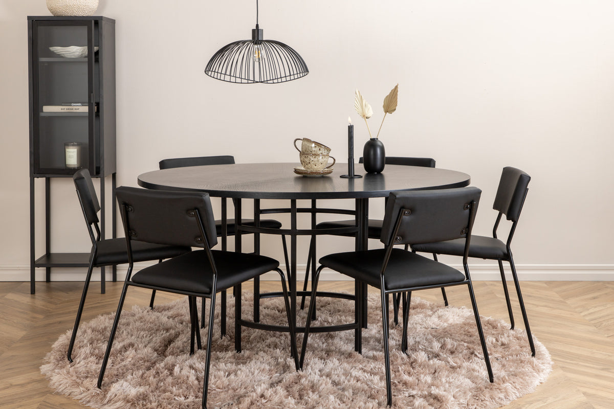 Venture Design Copenhagen & Kenth Matbord ⌀140 + Matstolar Svart