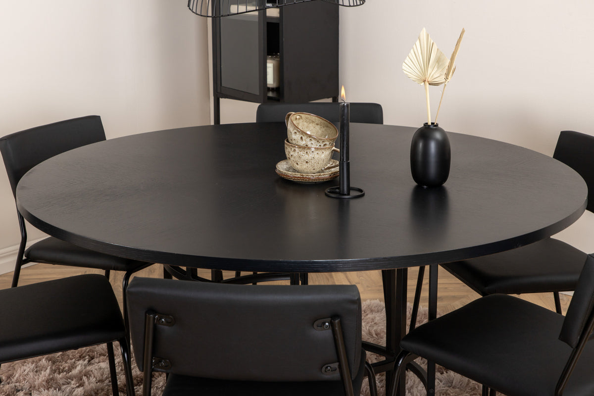 Venture Design Copenhagen & Kenth Matbord ⌀140 + Matstolar Svart