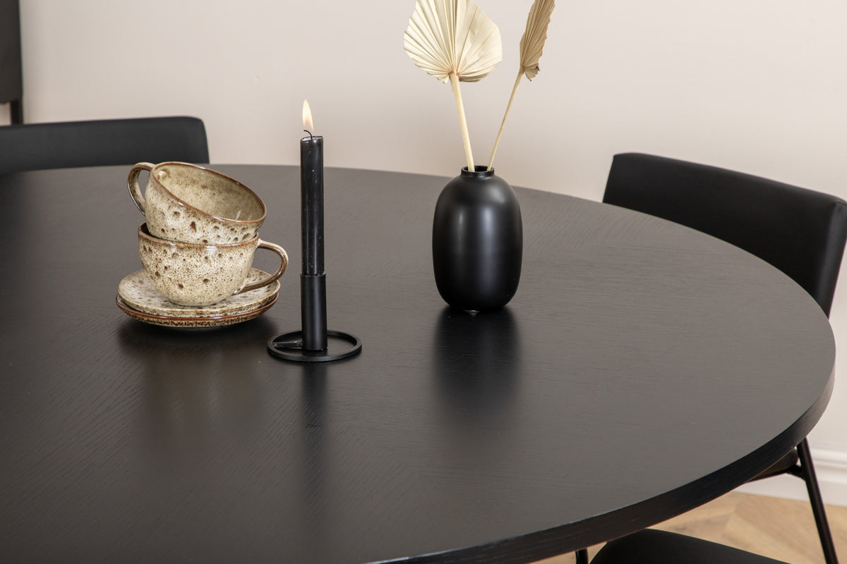 Venture Design Copenhagen & Kenth Matbord ⌀140 + Matstolar Svart