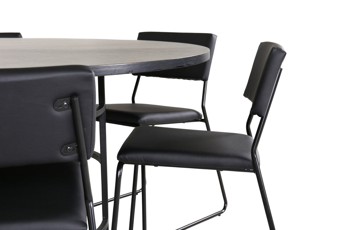 Venture Design Copenhagen & Kenth Matbord ⌀140 + Matstolar Svart