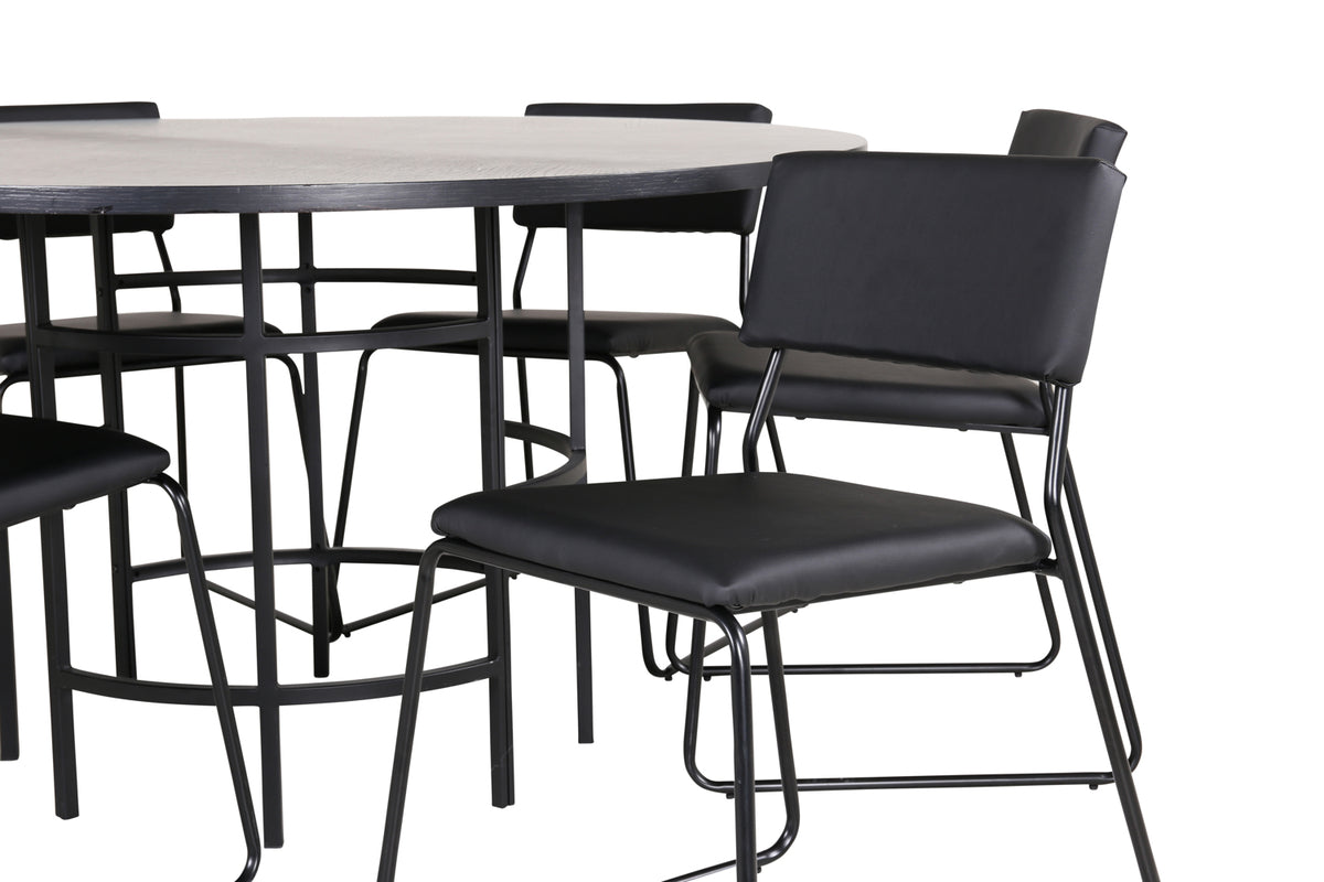 Venture Design Copenhagen & Kenth Matbord ⌀140 + Matstolar Svart