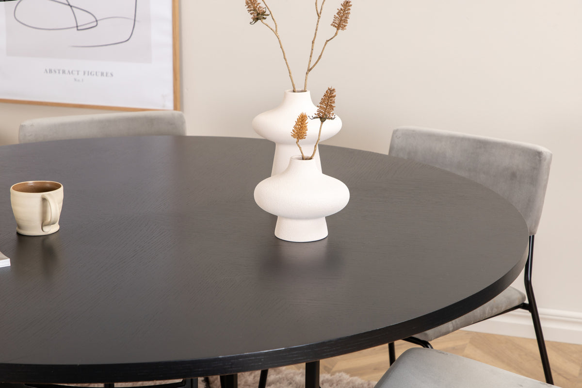 Venture Design Copenhagen & Kenth Runda Matbord ⌀140 Svart + Matstolar 2-pack Grå