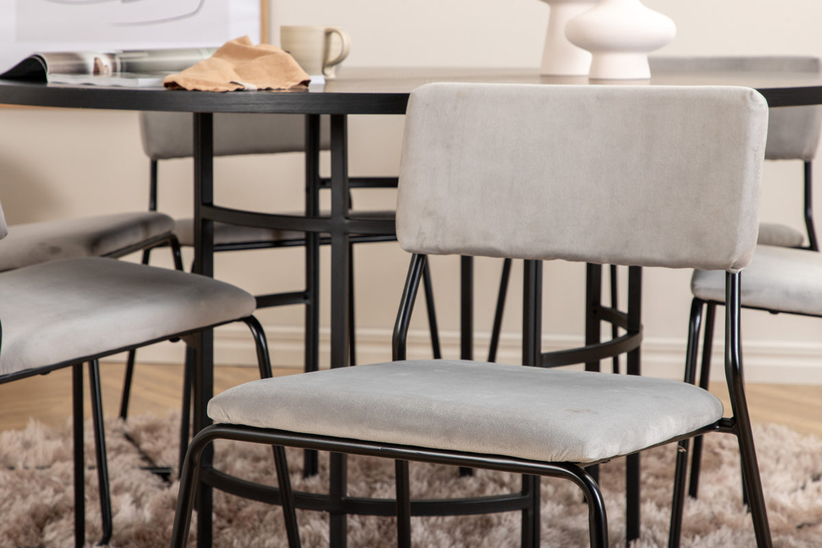 Venture Design Copenhagen & Kenth Runda Matbord ⌀140 Svart + Matstolar 2-pack Grå