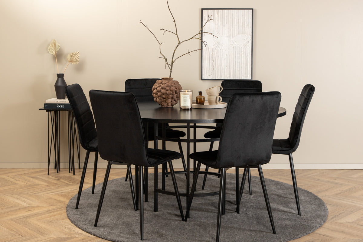 Venture Design Copenhagen & Windu Runda Matbord ⌀140 Svart + Matstolar 2-pack Svart