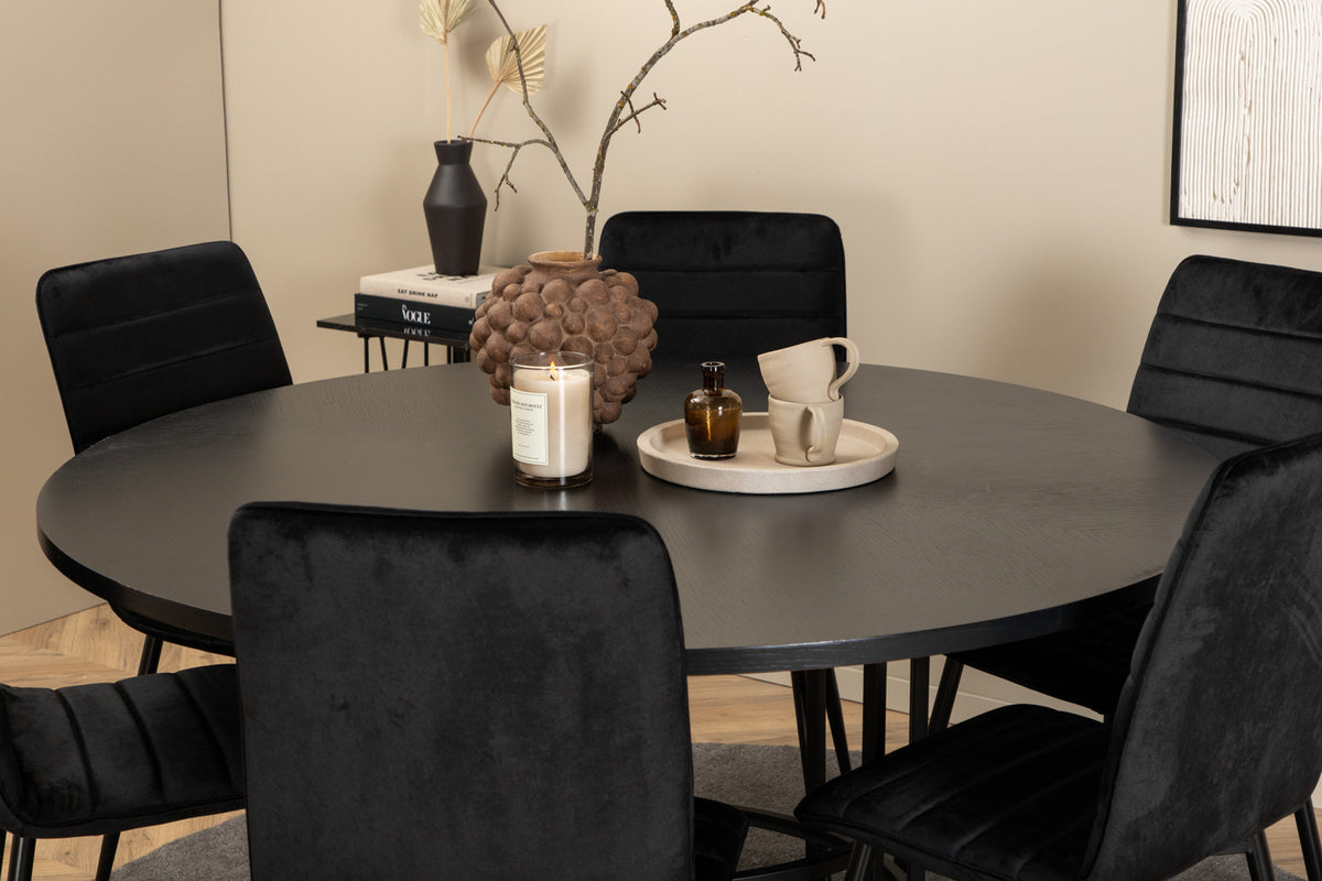 Venture Design Copenhagen & Windu Runda Matbord ⌀140 Svart + Matstolar 2-pack Svart