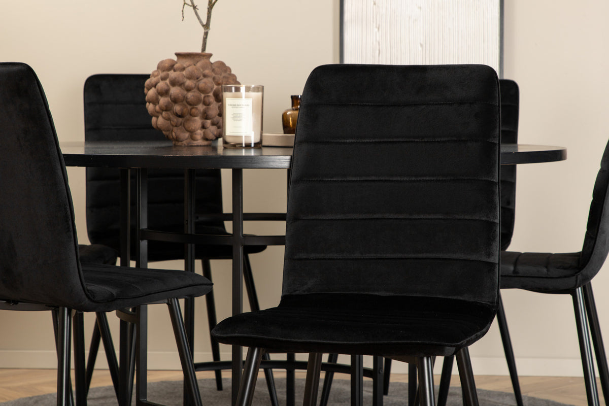 Venture Design Copenhagen & Windu Runda Matbord ⌀140 Svart + Matstolar 2-pack Svart