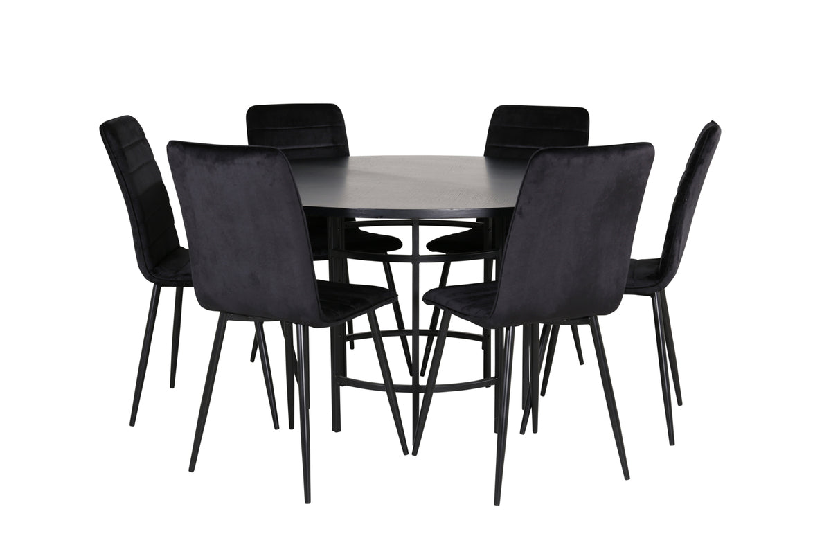 Venture Design Copenhagen & Windu Runda Matbord ⌀140 Svart + Matstolar 2-pack Svart