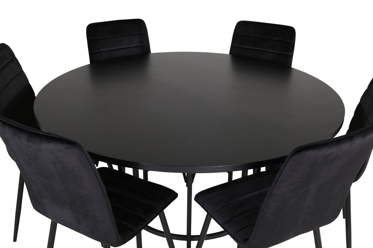 Venture Design Copenhagen & Windu Runda Matbord ⌀140 Svart + Matstolar 2-pack Svart