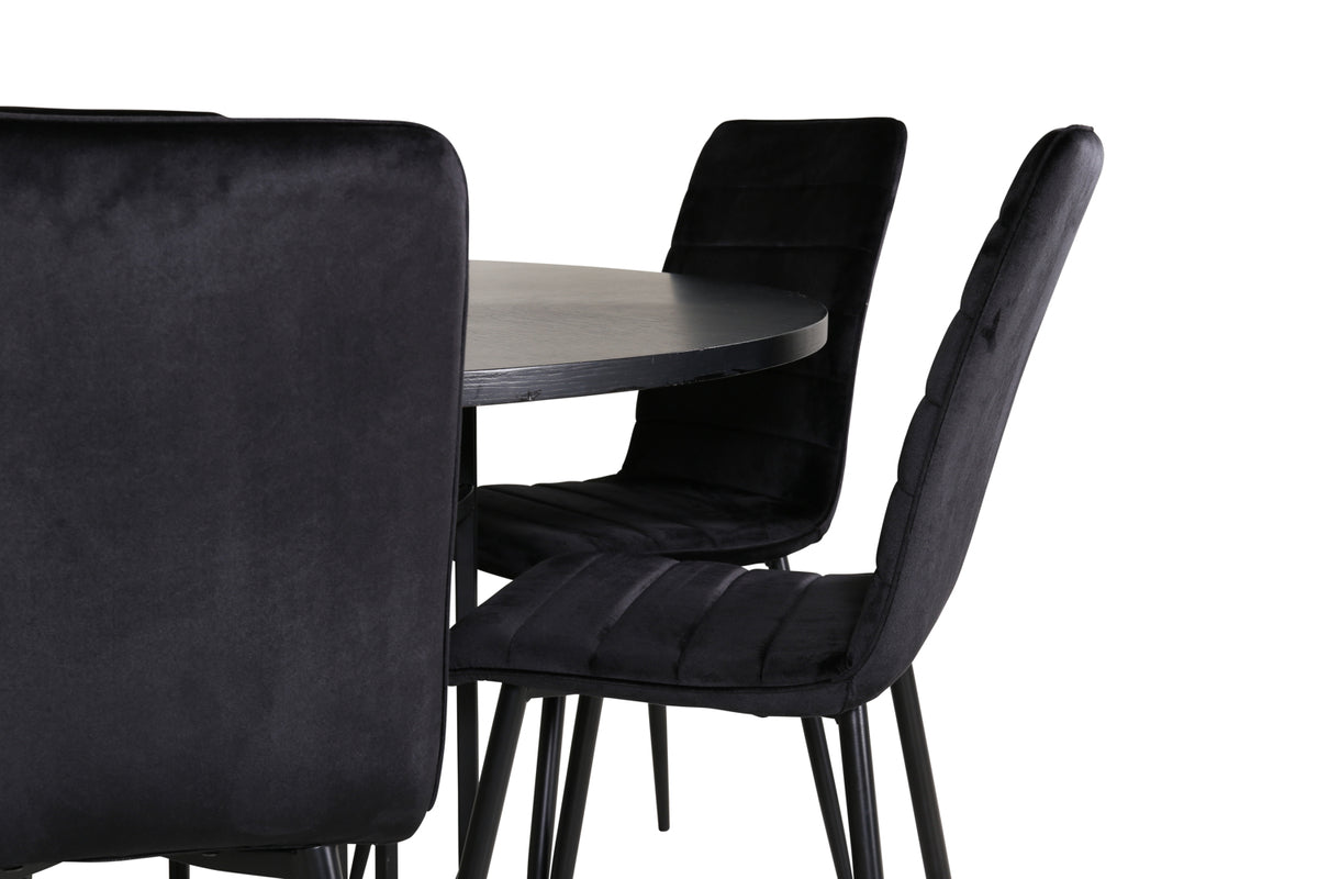 Venture Design Copenhagen & Windu Runda Matbord ⌀140 Svart + Matstolar 2-pack Svart