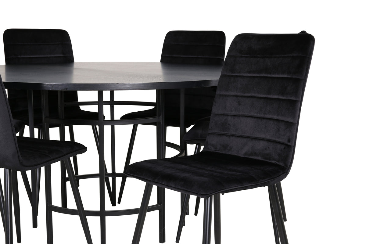 Venture Design Copenhagen & Windu Runda Matbord ⌀140 Svart + Matstolar 2-pack Svart