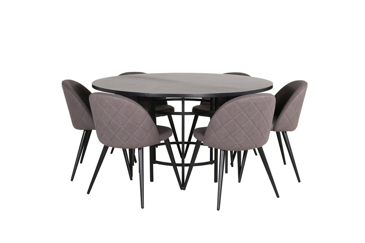 Venture Design Copenhagen & Velvet Runda Matbord ⌀140 Svart + Matstolar 2-pack Grå