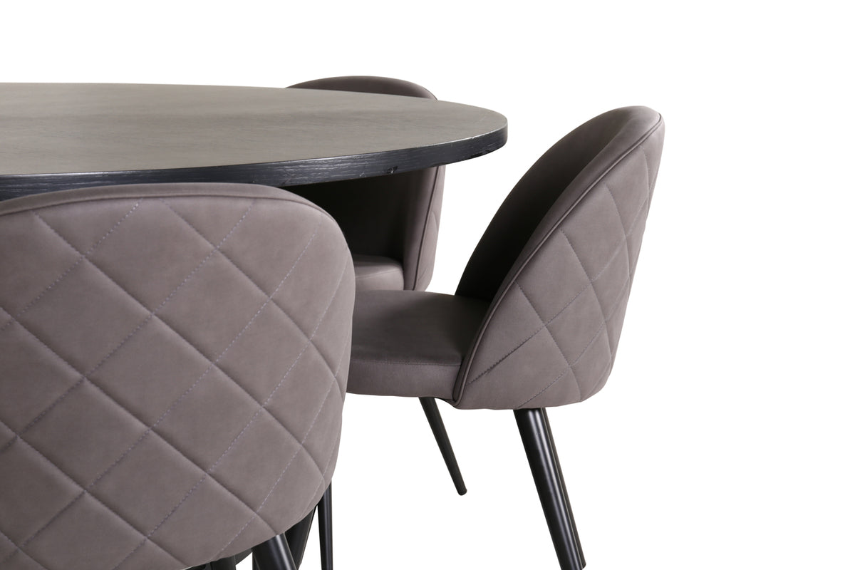 Venture Design Copenhagen & Velvet Runda Matbord ⌀140 Svart + Matstolar 2-pack Grå