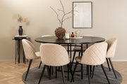 Venture Design Copenhagen & Velvet Runda Matbord ⌀140 Svart + Matstolar 2-pack Beige