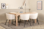 Venture Design Slider & Berit Rektangulära Matbord 170 x 95 Vitputsad + Matstolar Beige