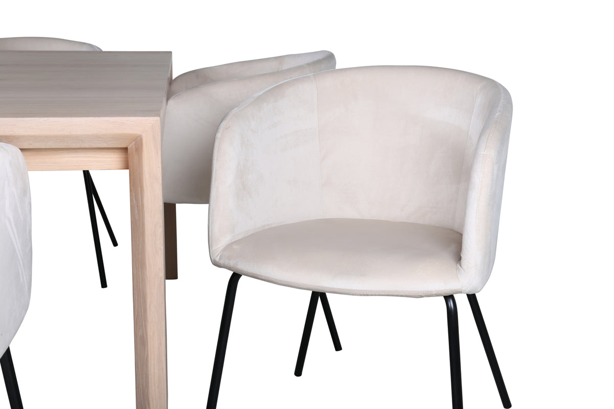 Venture Design Slider & Berit Rektangulära Matbord 170 x 95 Vitputsad + Matstolar Beige