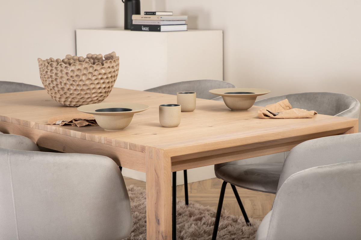 Venture Design Slider & Berit Rektangulära Matbord 170 x 95 Vitputsad + Matstolar Grå