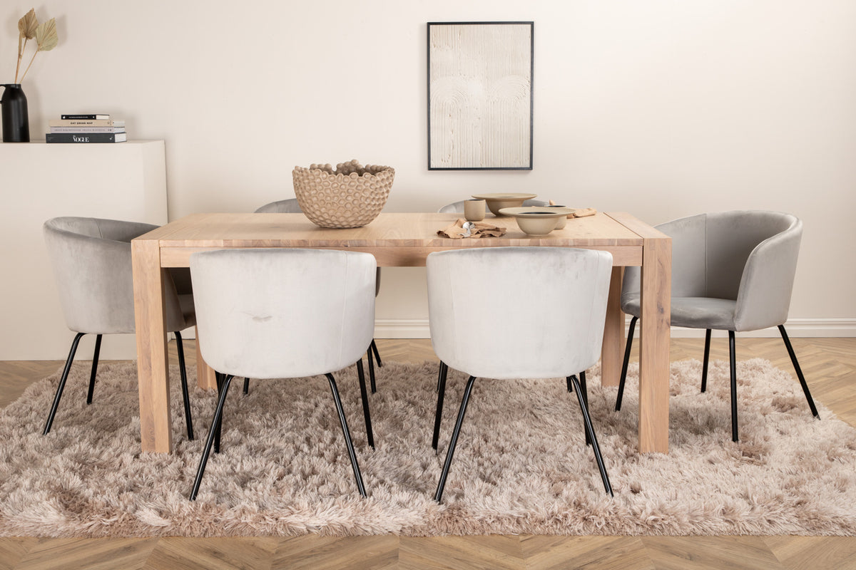 Venture Design Slider & Berit Rektangulära Matbord 170 x 95 Vitputsad + Matstolar Grå