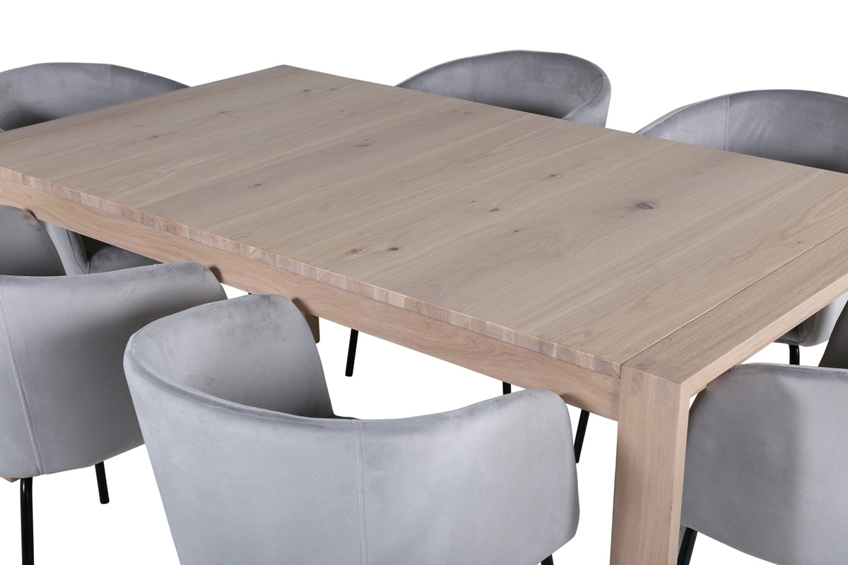 Venture Design Slider & Berit Rektangulära Matbord 170 x 95 Vitputsad + Matstolar Grå
