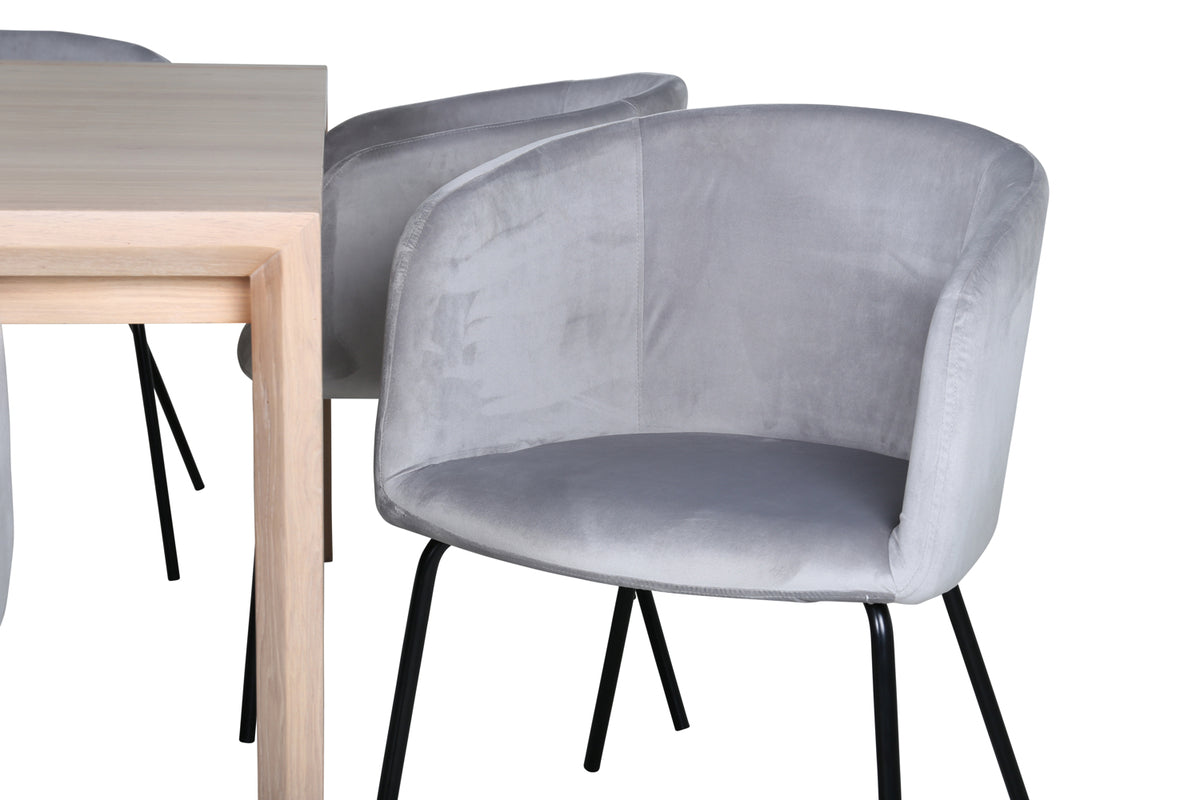 Venture Design Slider & Berit Rektangulära Matbord 170 x 95 Vitputsad + Matstolar Grå