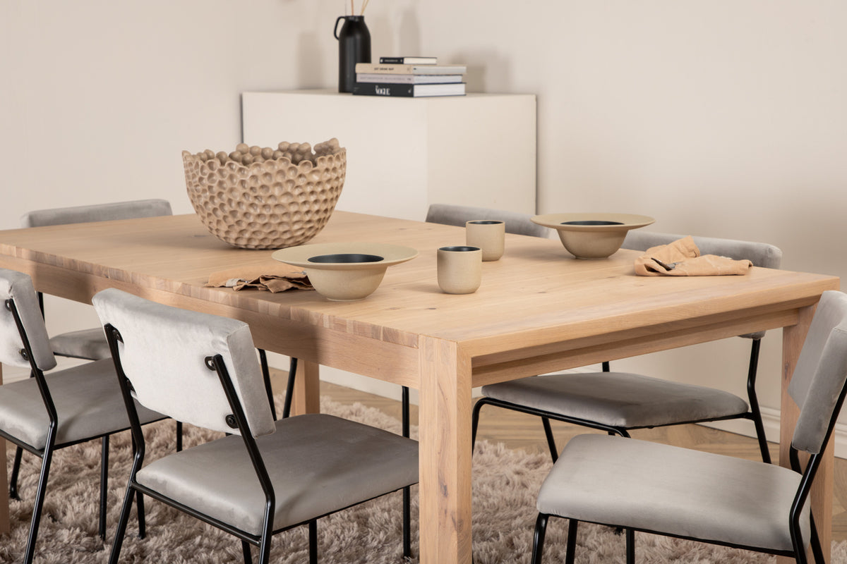 Venture Design Slider & Kenth Matbord 250*95*75 + Matstolar Grå