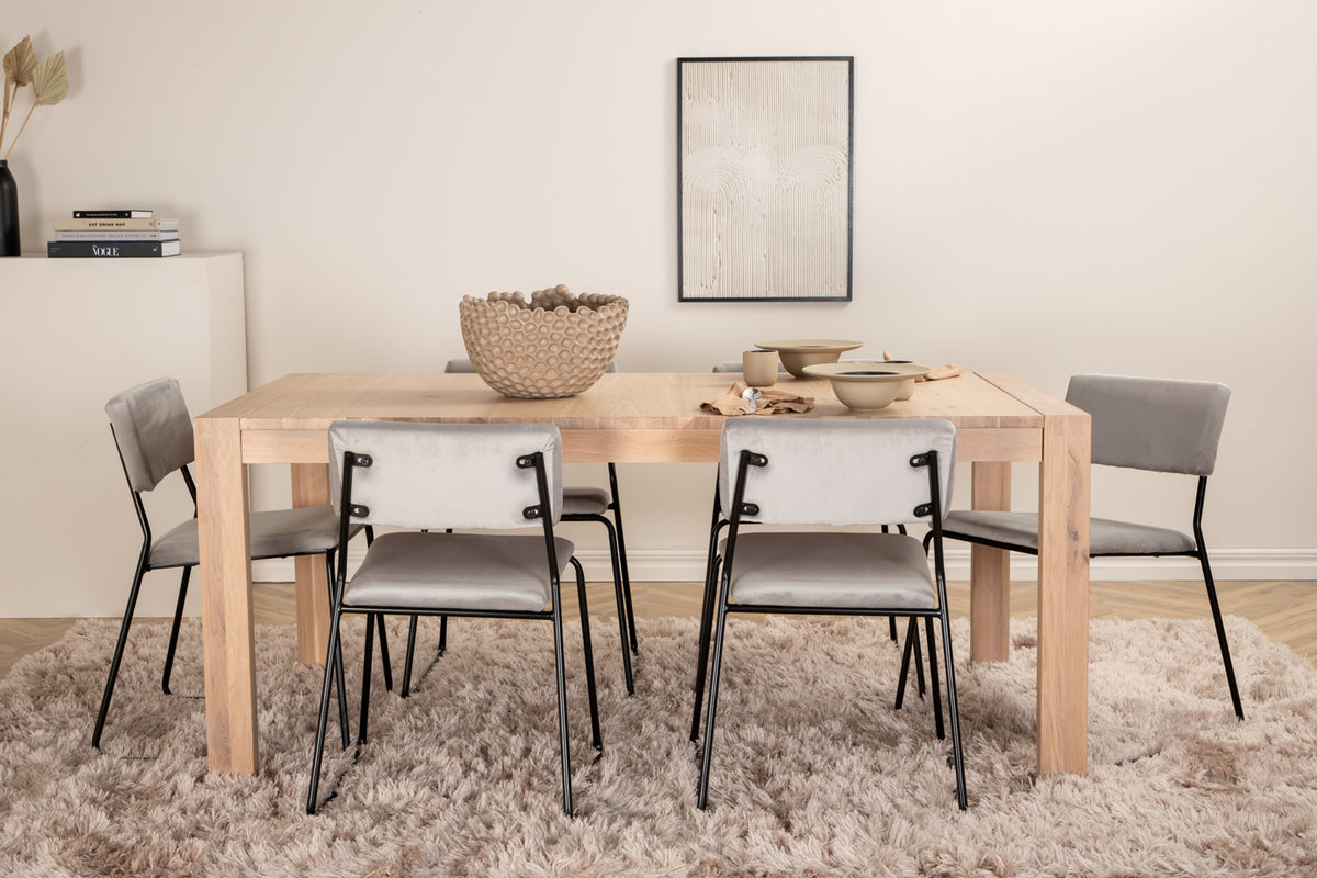 Venture Design Slider & Kenth Matbord 250*95*75 + Matstolar Grå