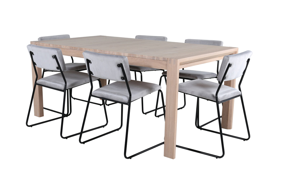 Venture Design Slider & Kenth Matbord 250*95*75 + Matstolar Grå