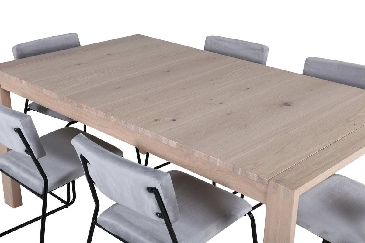 Venture Design Slider & Kenth Matbord 250*95*75 + Matstolar Grå