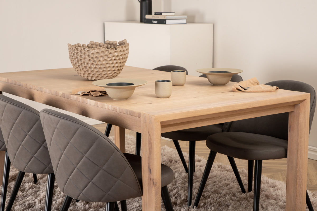 Venture Design Slider & Velvet Matbord 250*95*75 + Matstolar Grå