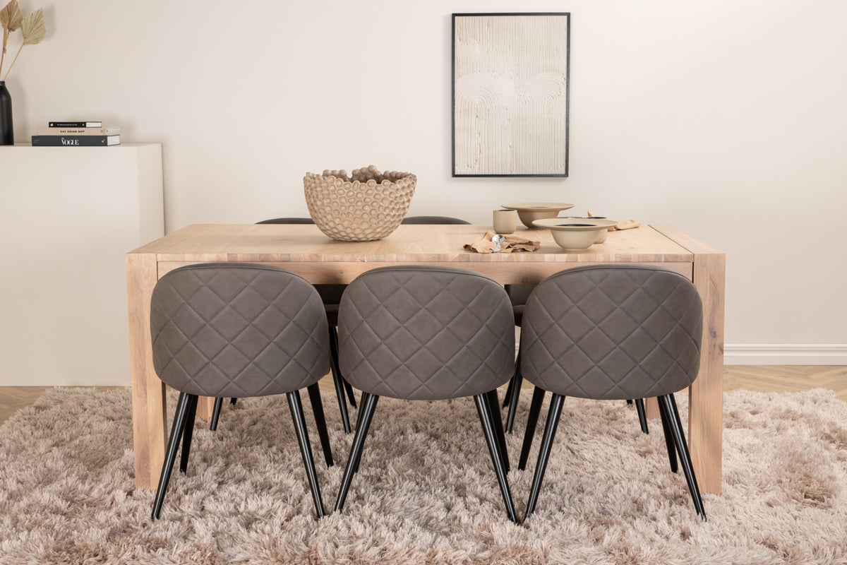 Venture Design Slider & Velvet Matbord 250*95*75 + Matstolar Grå