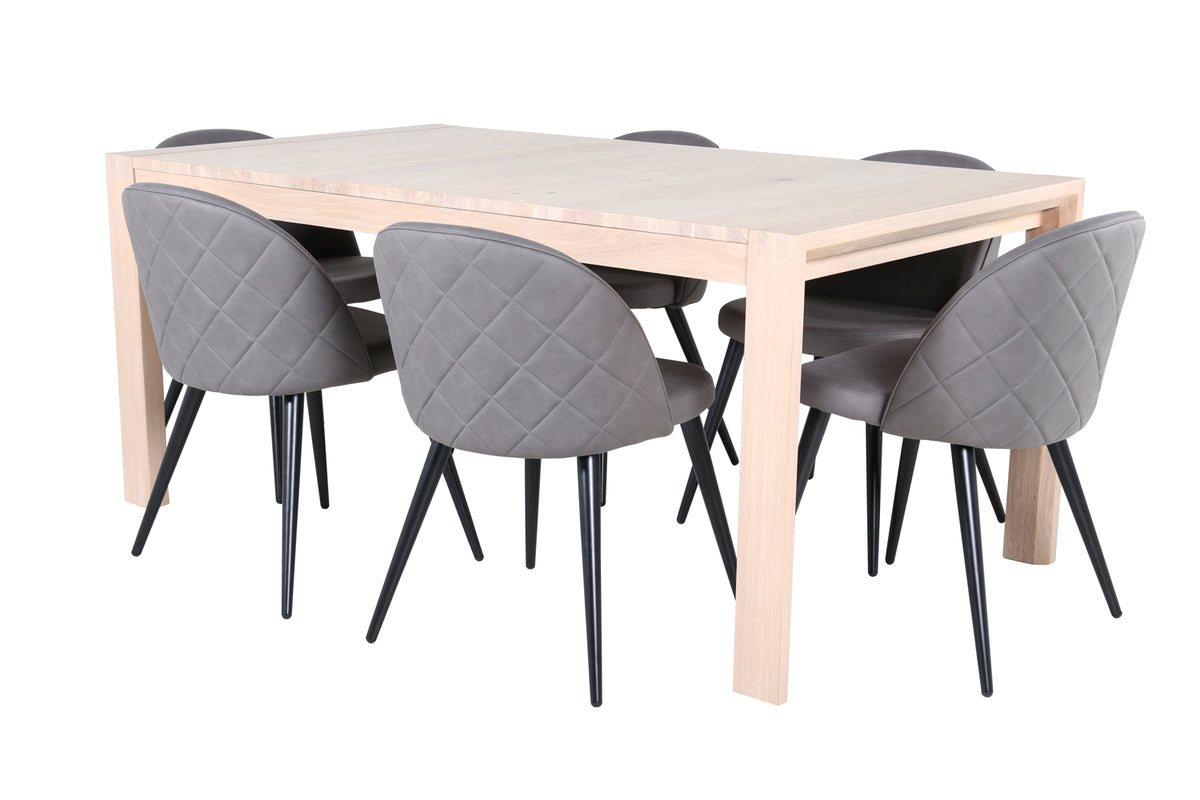 Venture Design Slider & Velvet Matbord 250*95*75 + Matstolar Grå