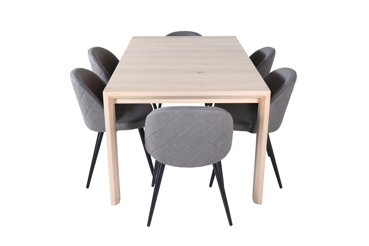 Venture Design Slider & Velvet Matbord 250*95*75 + Matstolar Grå