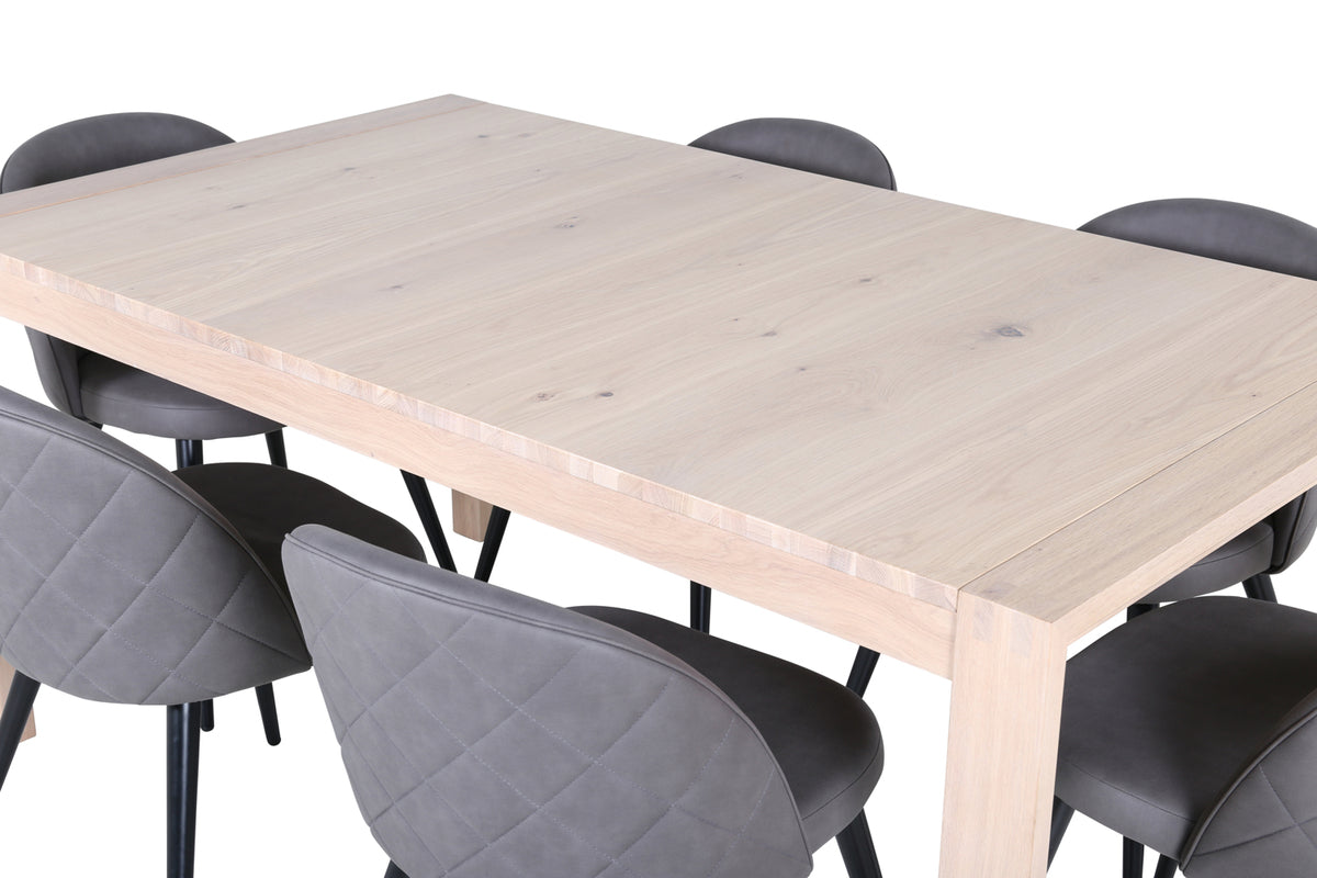 Venture Design Slider & Velvet Matbord 250*95*75 + Matstolar Grå