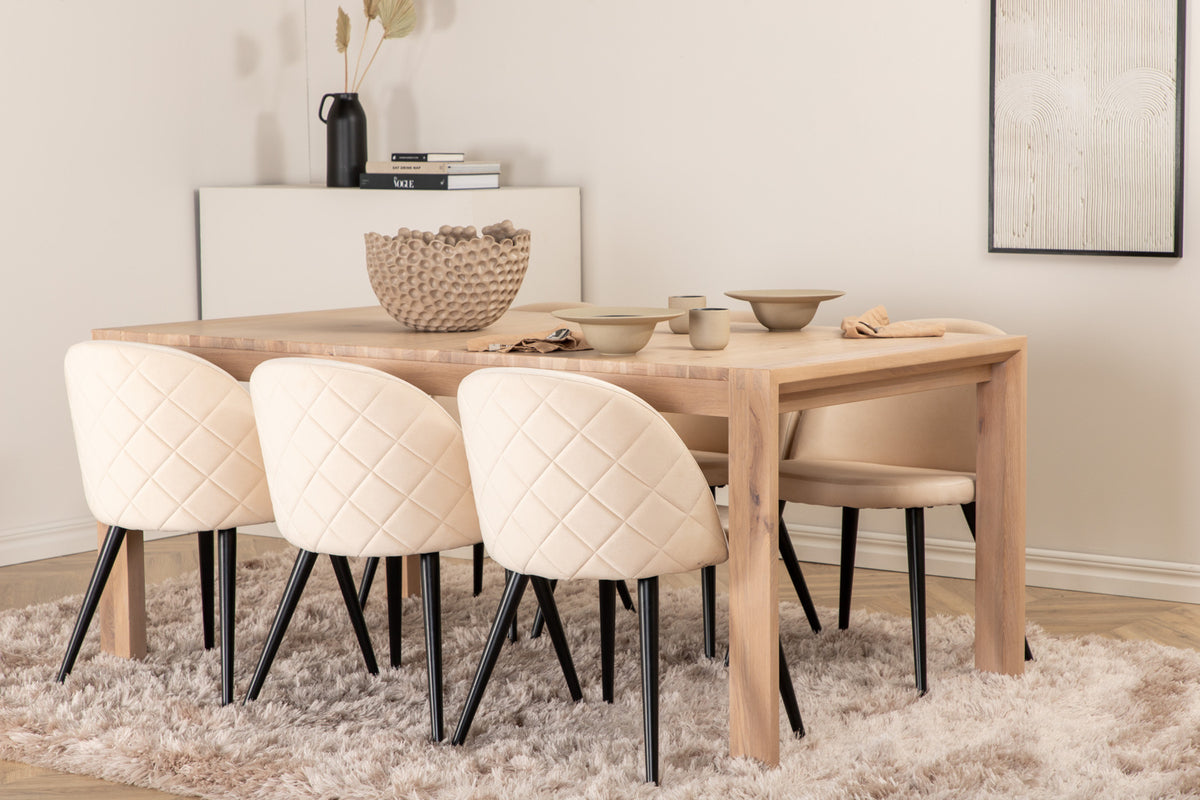 Venture Design Slider & Velvet Matbord 250*95*75 + Matstolar Beige