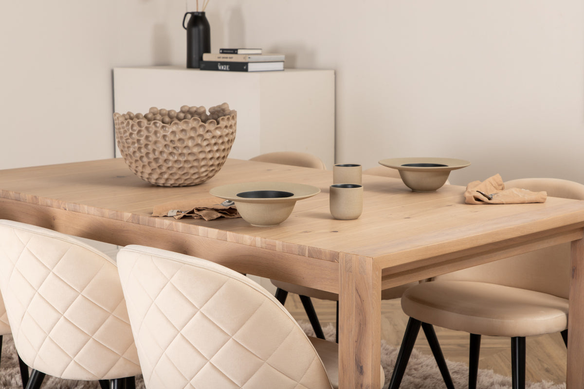 Venture Design Slider & Velvet Matbord 250*95*75 + Matstolar Beige