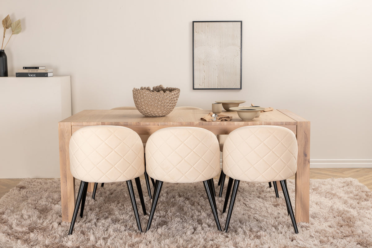 Venture Design Slider & Velvet Matbord 250*95*75 + Matstolar Beige