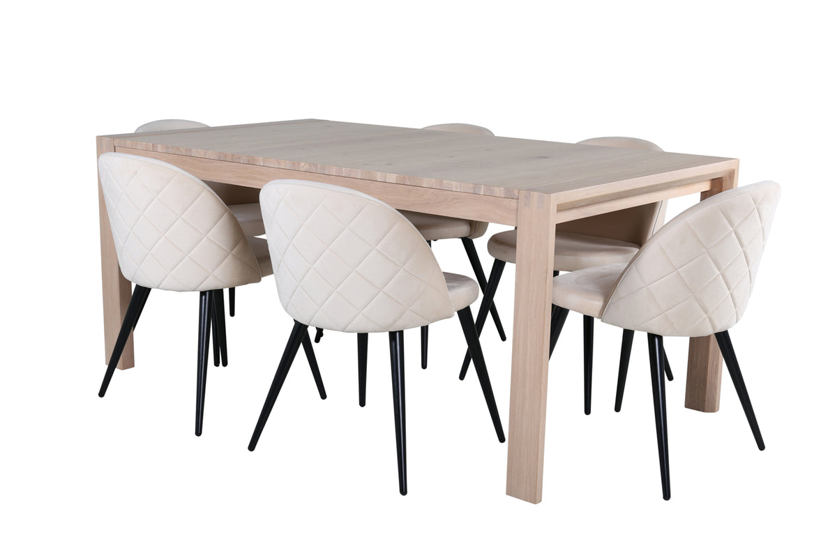 Venture Design Slider & Velvet Matbord 250*95*75 + Matstolar Beige