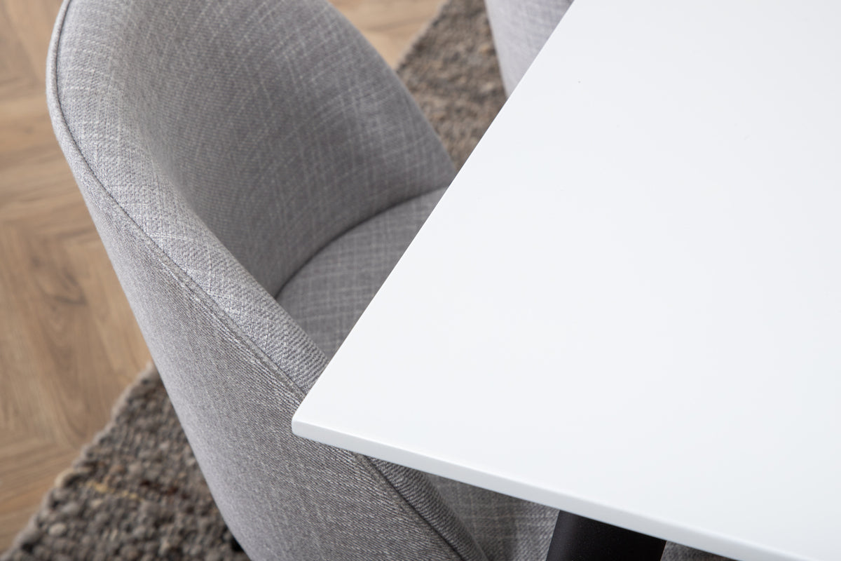 Venture Design Jimmy & Velvet Rektangulära Matbord 195 x 90 Vit + Matstolar 2-pack Grå