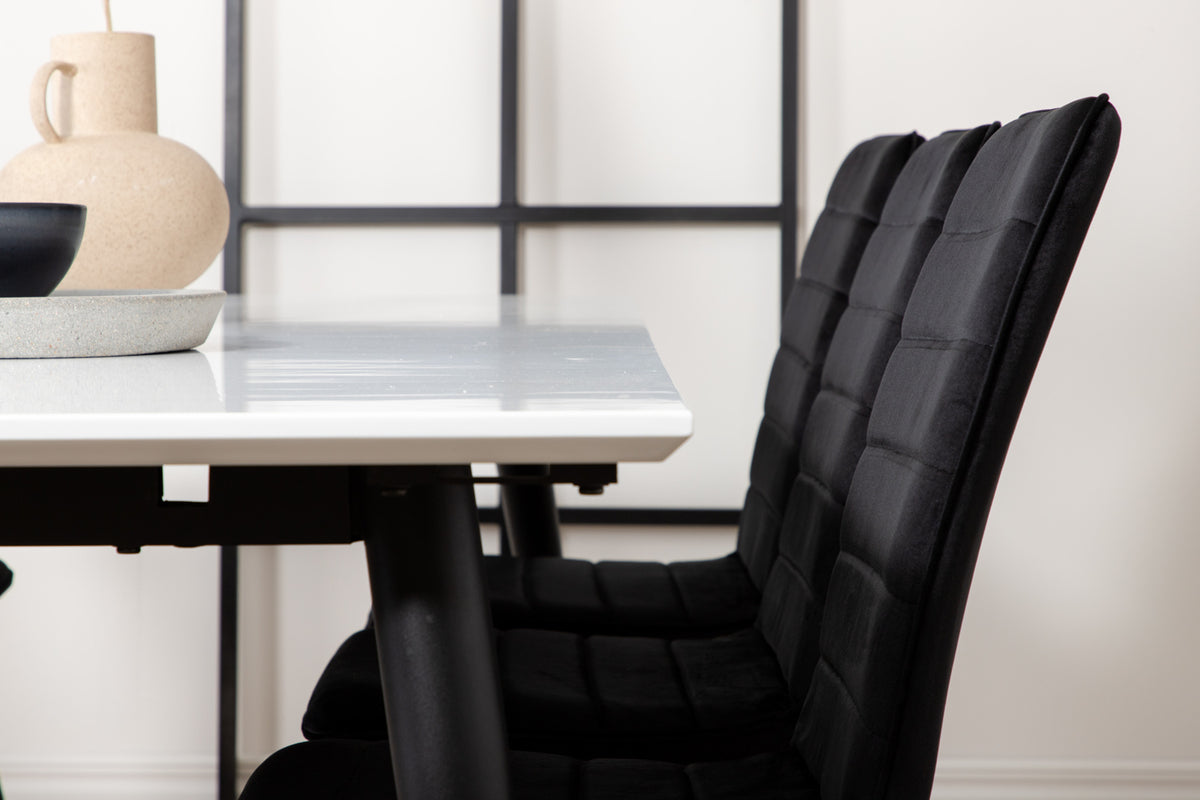 Venture Design Jimmy & Windu Rektangulära Matbord 195 x 90 Vit + Matstolar 2-pack Svart