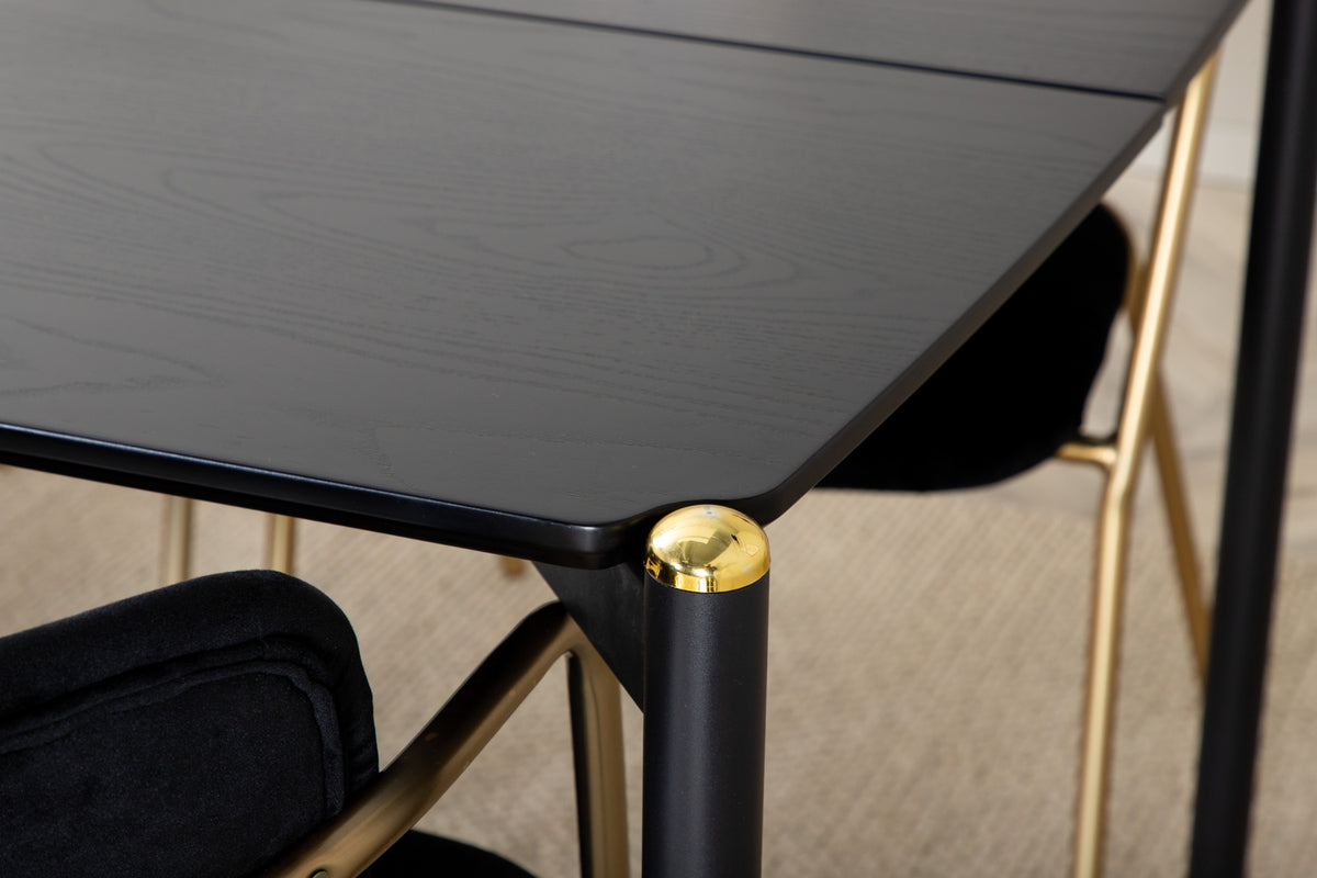 Venture Design Arrow & Pelle Matstolar 2-pack Svart + Rektangulära Matbord 190 x 90 Svart
