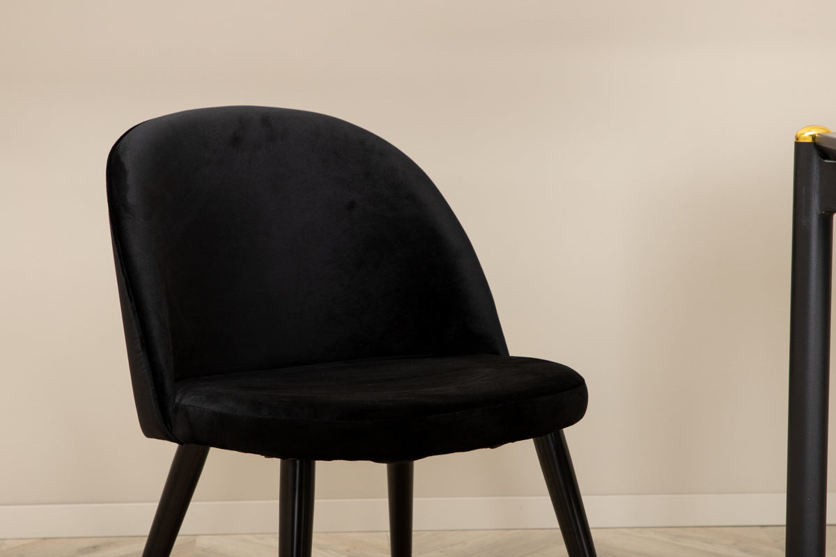 Venture Design Pelle & Velvet Rektangulära Matbord 190 x 90 Svart + Matstolar 2-pack Svart