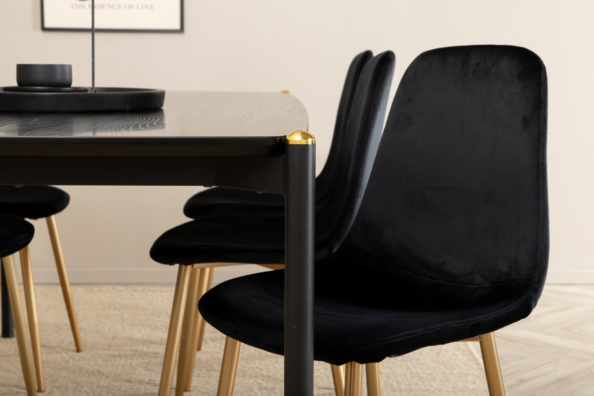 Venture Design Pelle & Polar Rektangulära Matbord 190 x 90 Svart + Matstolar 2-pack Svart